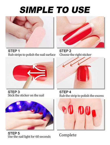Tiras De Esmalte De Uñas: Envolturas Adhesivas Con Lima