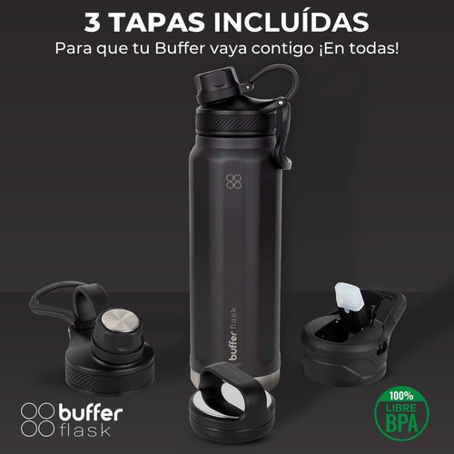 Termo Botella Agua Termica Acero Inoxidable Buffer 700 ml + Tapas 700ml