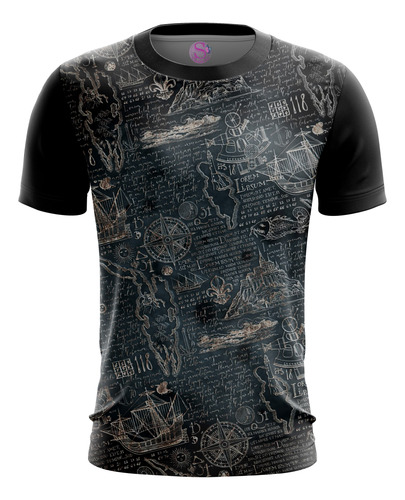 Camisa Camiseta Padrão Nautico 3d Mapa Envio Rapido 02