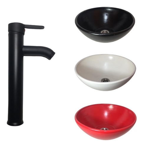 Imagen 2 de 9 de Grifería Alta 30cm Combo Bacha Ceramica Laqueada