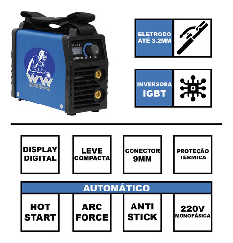 Máquina De Solda Inversora Arcw-120 120a Digital Portátil 220v Wwsoldas