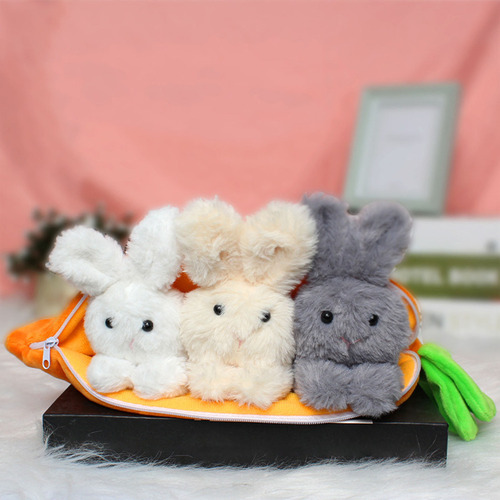Juego De Muñecas Unzip, 3 Conejos En Bolsa De Zanahoria, Bol