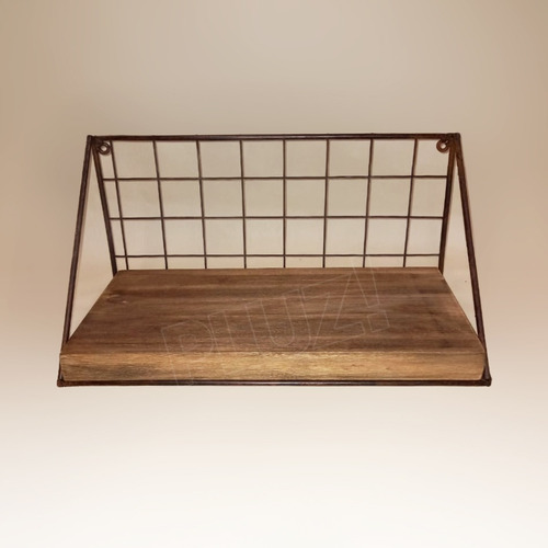 Estante Industrial Vintage 80cm Madera Y Malla Hierro Óxido
