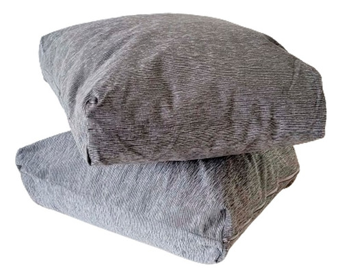 Pack X2 Almohadones De Sillones Chenille 50x50x10 Color Plata Diseño De La Tela Liso