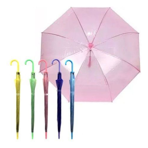 100 Paraguas De Tela Poe Transparente Colores Para Lluvia