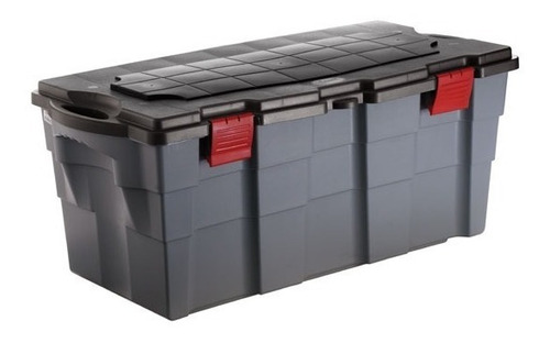 Baúl Organizador Wenco Tapa Bisagra 100 L Gris/negro