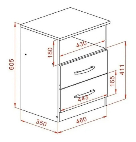 Imagen 3 de 5 de Mesa De Luz 2 Cajones Express Mueble Dormitorio