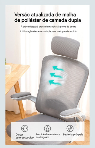 Cadeira De Escritório Malha Ergonômica Preta Com Estofado