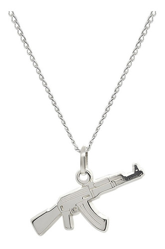 Collar Con Dije De Ak- 47 En Plata Ley .925