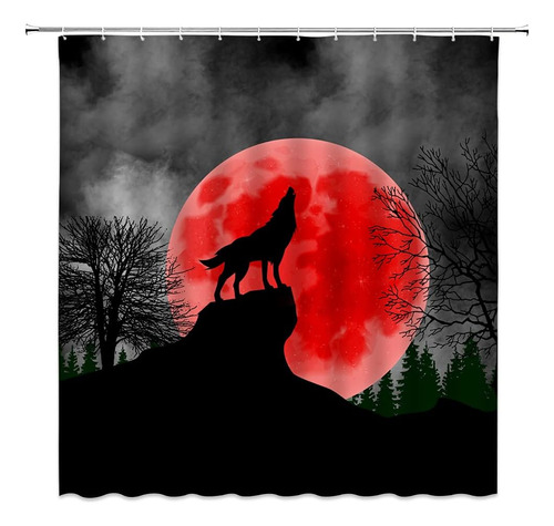 Cortina De Ducha Completa Chui Decor Wolf Howling Wildlife C