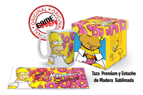 Homero Simpson, Taza Y Estuche De Madera Game Over