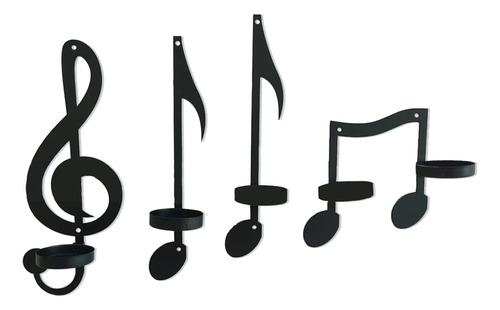 Aplique Pared Nota Musical Color Negro Lampara Forma Hogar
