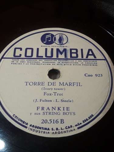 Disco De Pasta Columbia Frankie Y Sus Strings Boys Ref 5 (Usado)