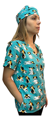 Blusa E Gorro Avulsa Pijama Cirúrgico Scrub Veterinário