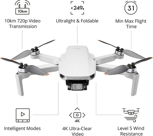 Dji Mavic Mini 2 Fly More Combo Drone Profesional 4k Oficial Color Light gray