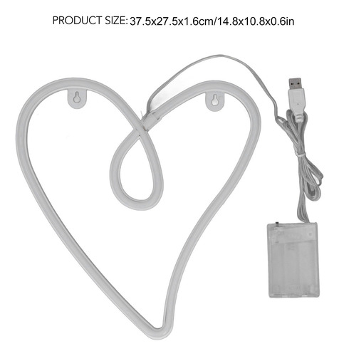 Fuente De Alimentación Dual Heart Neon Light Retro Ip45