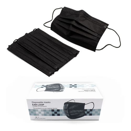 Cubrebocas Negro 300 Pz Tapabocas Color Tricapa Termosellado