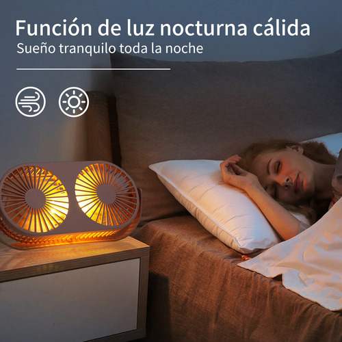 Ventilador Escritorio Portatil Recargable De Mesa Con Led