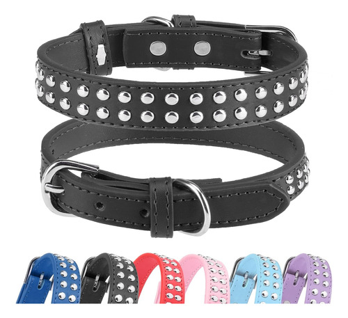 Collar De Cuero Para Perro, Collar Ajustable De Piel Sintéti