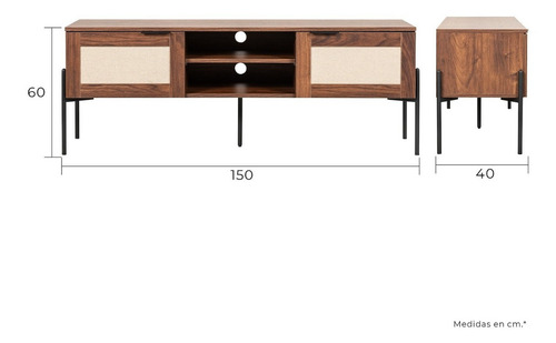 Mueble Tv Mundo In Imperia Centro Entretenimiento 150x40 Cm Color Nogal