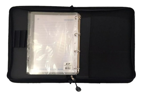 Imagem 7 de 10 de Fichario 4 Argolas Universitario Arg Nylon Preto Teen Acp