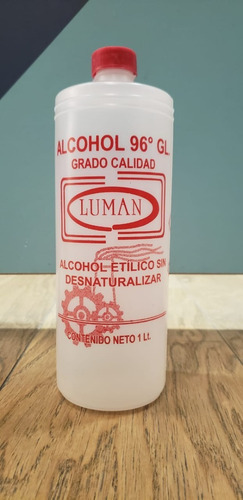 Alcohol Potable De Caña 96° 1 Lt