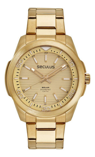 Relógio Seculus Masculino Solar 77139gpsvda4 Aço Dourado