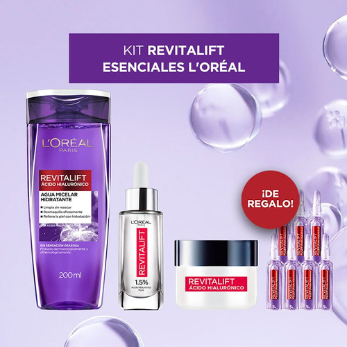 Kit Revitalift L' Oréal Paris Ácido Hialurónico Antiedad Momento de aplicación Día Tipo de piel Normal