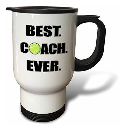 Vaso - 3drose Tennis Best Coach Ever Travel Mug, 14 Oz, Whit