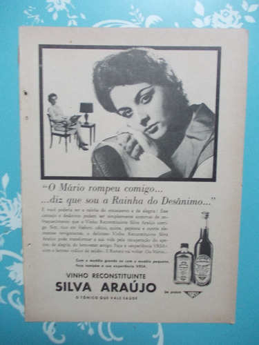 Propaganda Vintage. (kit De2) Vinho Silva Araújo Reconstitui