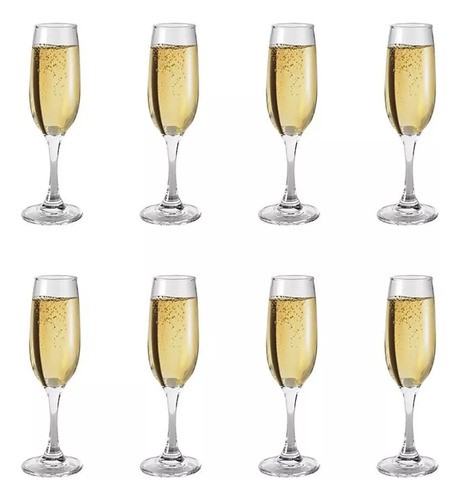 Set 8 Copas De Cristal Para Champagne 207ml Diseño Atemporal