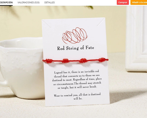 Imagen 2 de 4 de Pulsera 7 Nudos Cordel Rojo Para Protección Suerte
