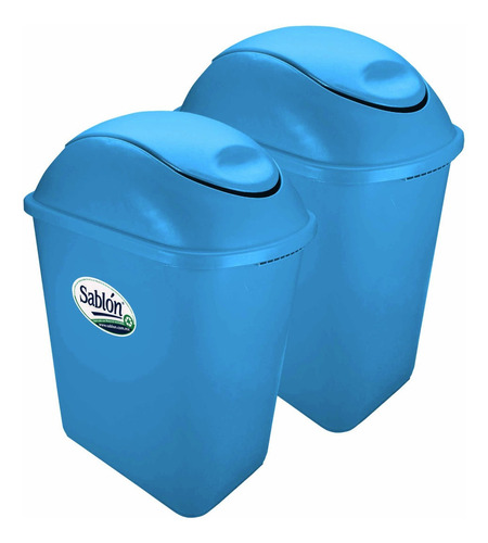 2 Pack Cesto Jumbo 26 L Sin Asas C/tapa Balancín En Colores Color Azul