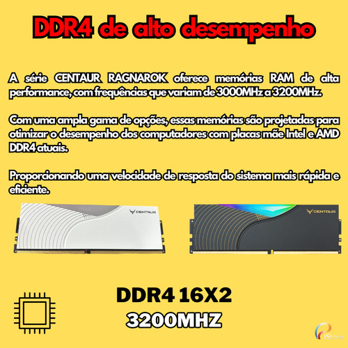 Memória Ram 2x16gb (32gb) Centaur Ragnarok Ddr4 3200mhz Cl16
