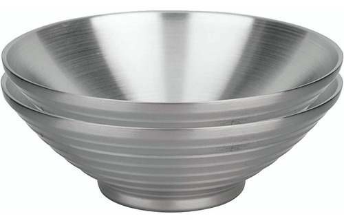 Ensaladera Acero Inoxidable, Bowls Ramen Doble Capa 24cm 2pz