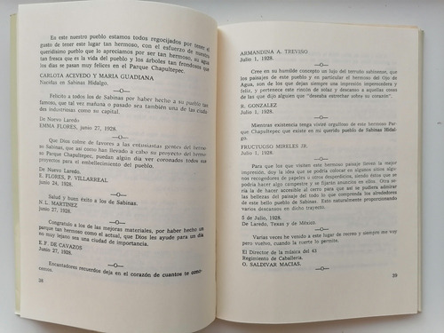Diario De Visitas Al Ojo De Agua De Sabinas Hidalgo En 1928- (Usado)