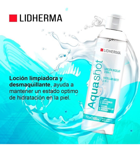 Aqua Shot Locion Micelar Limpiadora Desmaquillante Lidherma