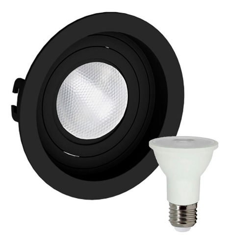 Kit 6 Spot Embutir Par20 Redondo Recuado Lampada E27 7w Save