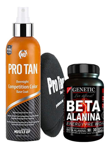 Bronceador Pro Tan Energizante Beta Alanina Torneos Genetic