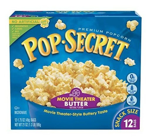 Pop Secret Palomitas, Tamaño Snack Cine Mantequilla, 12 Cond