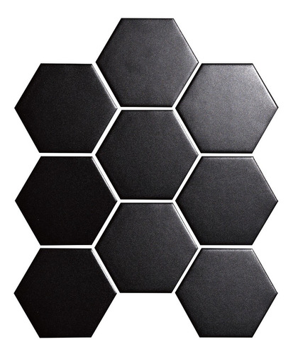 Malla Decorativa De Cerámica Hexagon Black 29 X 25