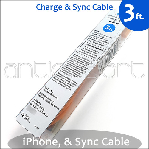 A64 Cable Usb Para iPhone 3 3s iPad iPod Charge Sync