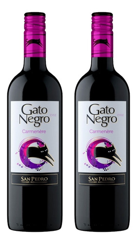 Kit 2 Vinhos Tinto Seco Carménère Gato Negro 750 Ml