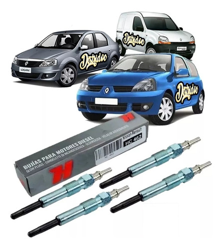 Kit X4 Bujías Precalentamiento Renault Clio Kangoo Logan Dci