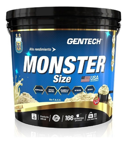 Suplemento en polvo Gentech  Monster Size Whey 7900 proteínas sabor vainilla en balde de 14L