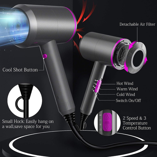 Fezax Secador De Cabello Ionico 2000w Rendimiento De Salo...