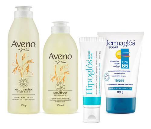 Kit De Baño Bebes Niños Aveno+hipoglós 30g+solar Bebes 120g