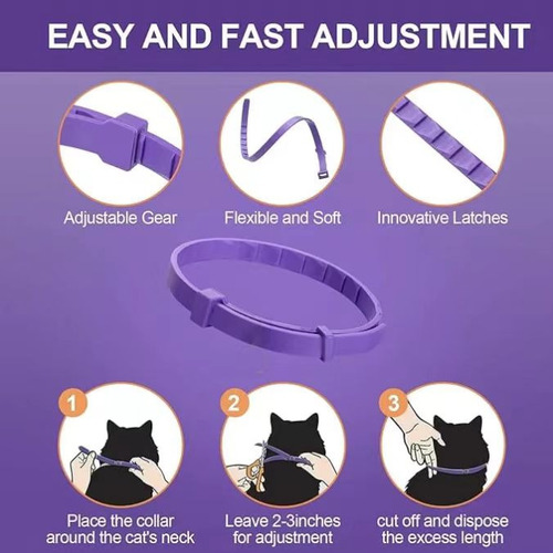Collar Calmante De Feromona Para Gatos 4 Collares Ajustables
