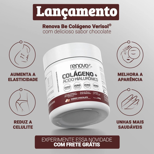Kit 3 Potes Colágeno Renova Be Verisol Chocolate - Original