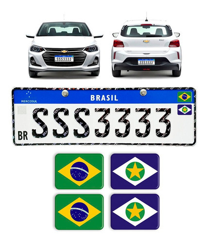 Adesivos Bandeiras Brasil/rio Grande Do Sul Placa Nova Carro